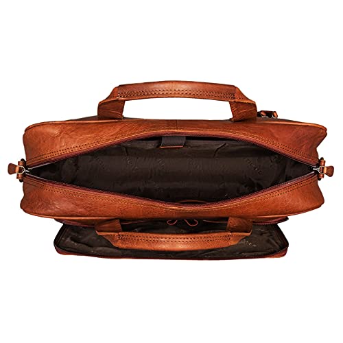STILORD 'Rodrigo' Maletín Ordenador Cuero Vintage Bolso de Trabajo para Portatíl 15.6 Pulgadas Grande Bolsa de Negocios Portafolio Business de Piel Auténtico, Color:maraska - marrón