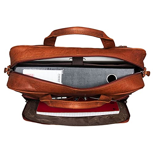 STILORD 'Rodrigo' Maletín Ordenador Cuero Vintage Bolso de Trabajo para Portatíl 15.6 Pulgadas Grande Bolsa de Negocios Portafolio Business de Piel Auténtico, Color:maraska - marrón