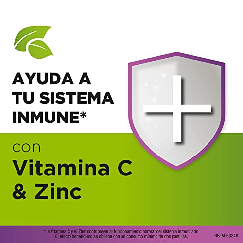 StrepHerbal Saúco y Equinácea con Vitamina C y Zinc para el sistema Inmunitario, Sabor Frutas del Bosque - 16 pastillas para chupar