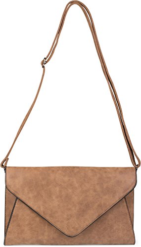 styleBREAKER Bolso de Mano Clutch Bolso de Fiesta en diseño de sobre con Correa para el Hombro y asa de Mano, señora 02012087, Color:Negro