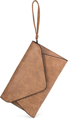 styleBREAKER Bolso de Mano Clutch Bolso de Fiesta en diseño de sobre con Correa para el Hombro y asa de Mano, señora 02012087, Color:Negro