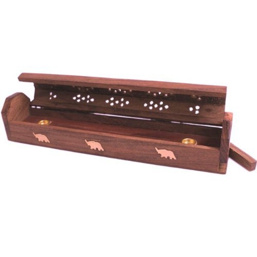 Stylla London® Hermosa Caja de Madera Hecha a Mano con Incrustaciones de latón con diseño de Elefante Jali