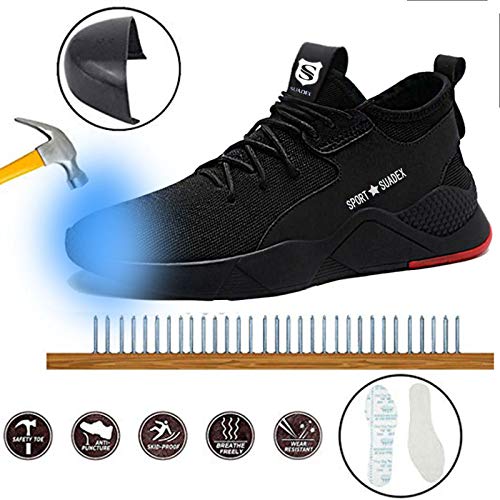 SUADEEX Hombre Calzado de Seguridad Transpirable Ligeras S3 Mujer Calzado de Trabajo para Comodas Deportivas Antideslizante Talla Fabricante 265
