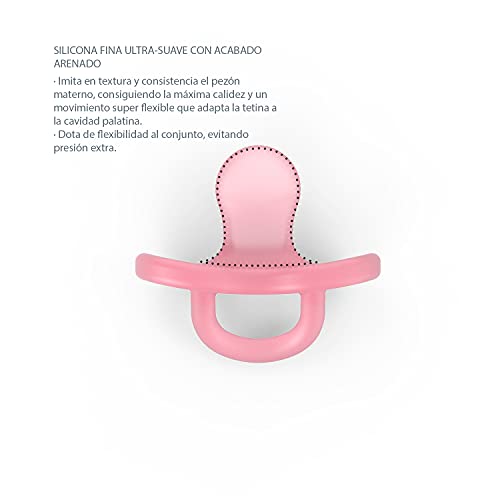 Suavinex Nuevo Chupete Para Dormir Todo Silicona, Para Bebés 0/6 meses, Chupete con Tetina Fisiológica SX Pro, Super Blandito y Flexible, Color Rosa
