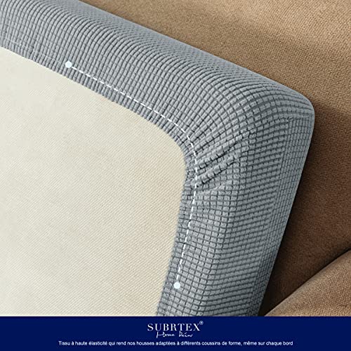 subrtex Funda para Asientos de Sofá Elástica Jacquard Protector de Cojin de Asiento Separados para Sillón Lavable en La Lavadora(3 Plazas, Gris Claro)