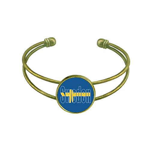 Suecia, país, nombre de la bandera Pulsera Brazalete Retro Joyas De Puño Abierto
