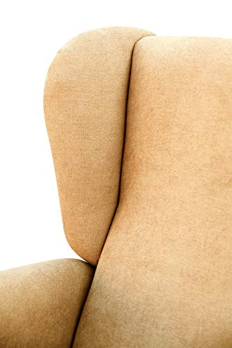 SUENOSZZZ-ESPECIALISTAS DEL DESCANSO Sillón Relax orejero Irene reclinable con Patas de Madera, Relax nórdico tapizado en Tela Antimanchas Mostaza
