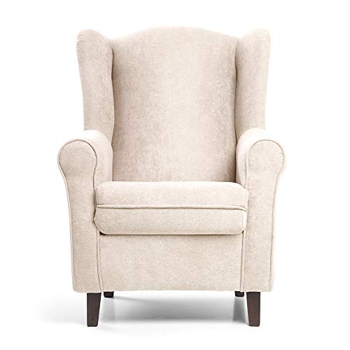 SUENOSZZZ-ESPECIALISTAS DEL DESCANSO Sillon Relax, Sillon orejero para Lactancia Irene. Tapiceria Antimanchas acualine Color Beige. Butaca para Dormitorio, Salon o habitacion de Bebe