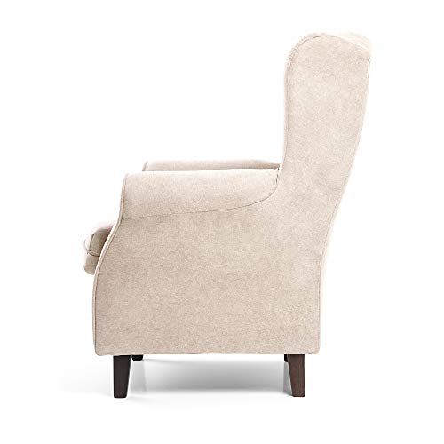 SUENOSZZZ-ESPECIALISTAS DEL DESCANSO Sillon Relax, Sillon orejero para Lactancia Irene. Tapiceria Antimanchas acualine Color Beige. Butaca para Dormitorio, Salon o habitacion de Bebe