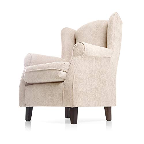 SUENOSZZZ-ESPECIALISTAS DEL DESCANSO Sillon Relax, Sillon orejero para Lactancia Irene. Tapiceria Antimanchas acualine Color Beige. Butaca para Dormitorio, Salon o habitacion de Bebe