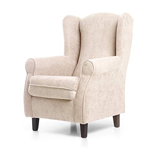 SUENOSZZZ-ESPECIALISTAS DEL DESCANSO Sillon Relax, Sillon orejero para Lactancia Irene. Tapiceria Antimanchas acualine Color Beige. Butaca para Dormitorio, Salon o habitacion de Bebe