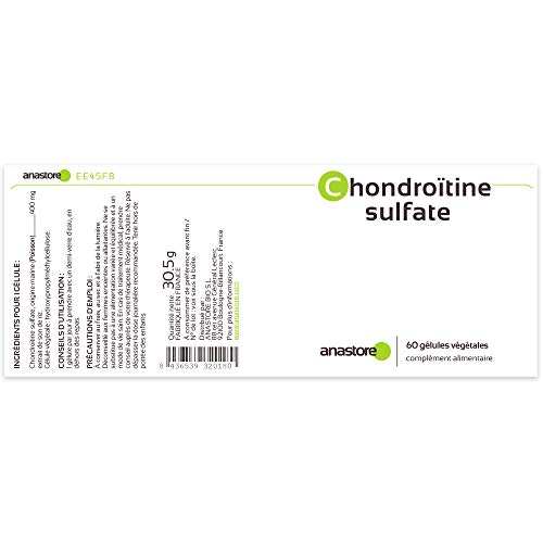 SULFATO DE CONDROITINA * 400 mg / 60 cápsulas * Articulaciones (dolor de articulaciones, inflamación) * Garantía de satisfacción o reembolso * Fabricado en Francia