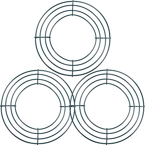 Sumind 3 Piezas de Anillas de Guirnalda de Flores de Alambre Marco de Corona para Decoración de Año Nuevo Día de San Valentín, Verde Oscuro (8 Pulgadas)