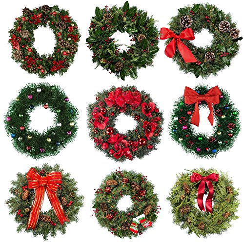 Sumind 3 Piezas de Anillas de Guirnalda de Flores de Alambre Marco de Corona para Decoración de Año Nuevo Día de San Valentín, Verde Oscuro (8 Pulgadas)