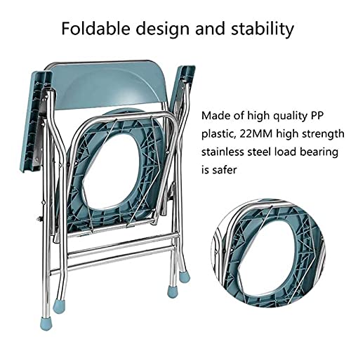 summerr Silla de Inodoro Plegable, Silla de Ducha portátil Silla de cabecera para Embarazadas Ligera con Cubo Acolchado/con Respaldo para Adultos, Discapacitados