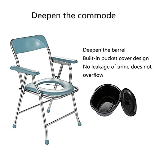 summerr Silla de Inodoro Plegable, Silla de Ducha portátil Silla de cabecera para Embarazadas Ligera con Cubo Acolchado/con Respaldo para Adultos, Discapacitados