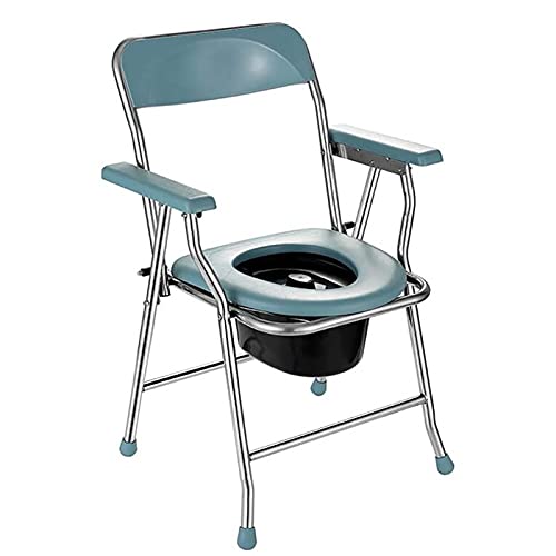 summerr Silla de Inodoro Plegable, Silla de Ducha portátil Silla de cabecera para Embarazadas Ligera con Cubo Acolchado/con Respaldo para Adultos, Discapacitados