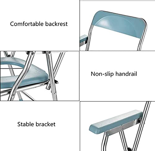 summerr Silla de Inodoro Plegable, Silla de Ducha portátil Silla de cabecera para Embarazadas Ligera con Cubo Acolchado/con Respaldo para Adultos, Discapacitados