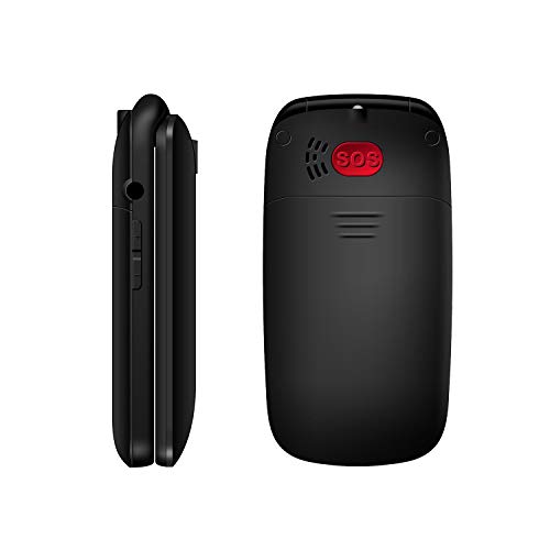 Sunstech CELT22 - Teléfono móvil Senior con Tapa Tipo Concha, Doble Pantalla, Grandes Teclas y botón SOS. Integra Dual SIM, cámara y conexión Bluetooth Personas de Edad Avanzada. Color Negro