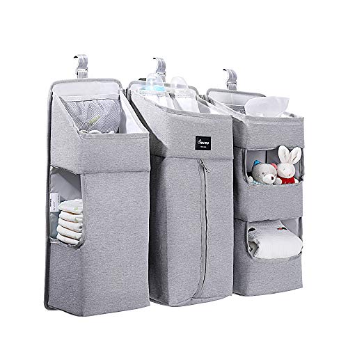 Sunveno Almacenamiento de pañales para habitación de los niños, cuna de bebé, cesta para colgar pañales, organizador para pañales y accesorios de camb