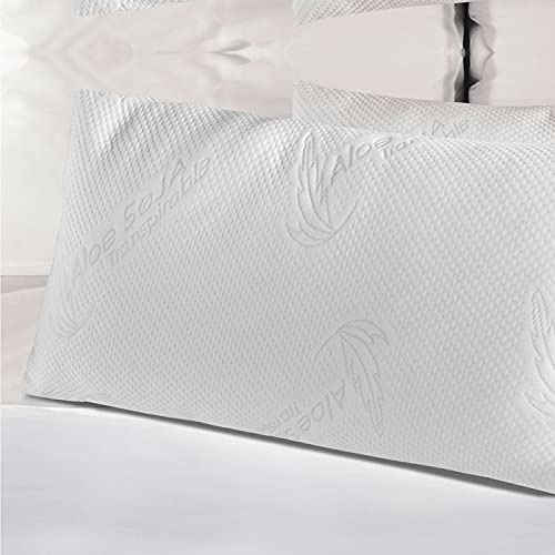 Supercolchón® - Almohada Viscoelástica Aloe Soja, Traspirable, Antialérgica, con Aloe Vera. Fabricada en España. (70x40 cm)
