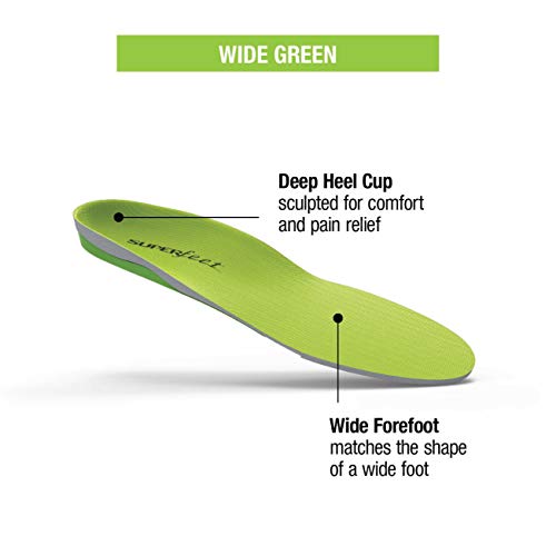 Superfeet wideGREEN, Plantillas Unisex Adulto, Verde Wide Green, E (42-44 EU)