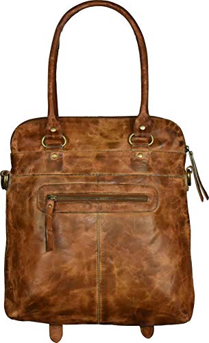Superior Leather - Bolso de hombro para mujer, de aspecto vintage, de piel marrón genuina, cruzado