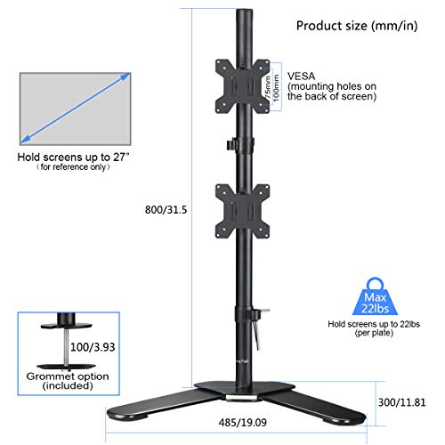 suptek Soporte Monitor para 2 Monitores, Soporte Monitor para 13-27 Pulgadas LED/LCD Soporte Monitor Mesa hasta10KG de Cada Brazo, VESA 75/100 ML6802
