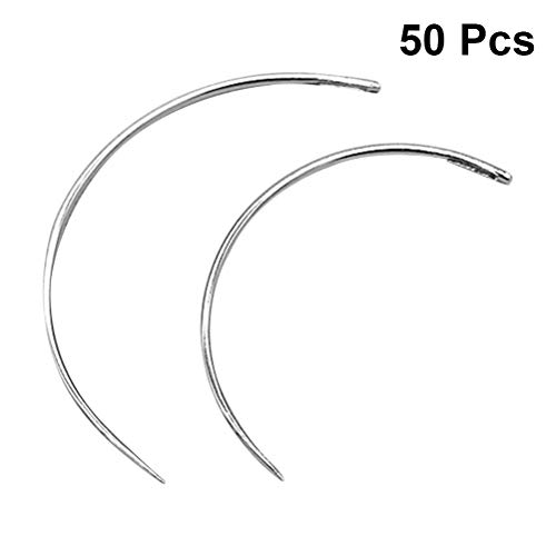 SUPVOX 50 unids Agujas Curvas c Tipo Aguja de Tejer Agujas de Coser a Mano de Cuero Aguja