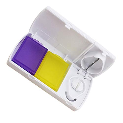 SUPVOX Pequeña Caja de Pastilla Pastillero de Viaje con Cortador de Pastillas Organizador de Medicina