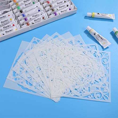SUPVOX Plantillas de pintura Plantillas reutilizables Set ahueca hacia fuera la plantilla de dibujo de Mandala Piso Azulejo de la pared Tela de madera Plantillas 8 unids