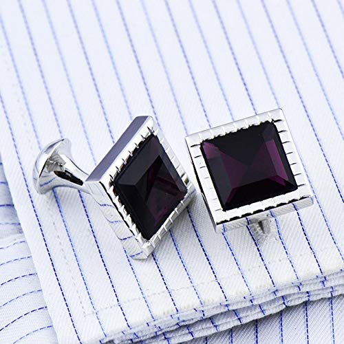S&W SHLAX&WING DE LOS HOMBRES Stud Gemelos Morado Plateado Zircon Gemelos Plaza
