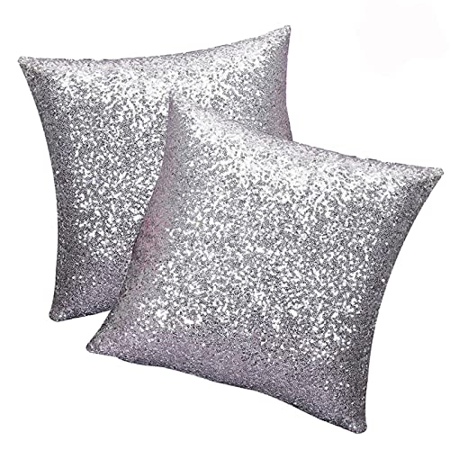 SwirlColor Fundas Cojin Lentejuelas Sofa Fundas de Cojin 40x40 para Home Cafe Decoración 2 Fundas Almohada