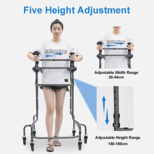 SXNYC Andador para Ancianos Estrecho, Andador Vertical con Asiento para Discapacitados, Andador Médico Portátil con Altura Ajustable