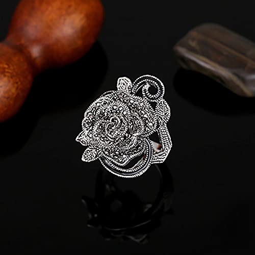 SXZHDZ Anillo de Moda de Anillo Retro de Mujer de Flor Rosa de Aceite de Gota de Diamante Creativo