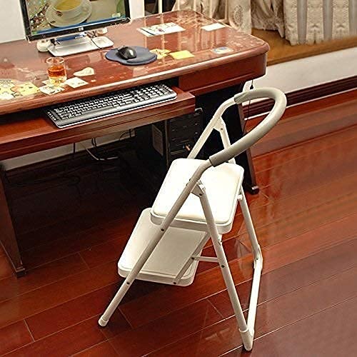 Sywlwxkq Escaleras Escalera telescópica Escalera portátil Plegable, Escalera Plegable multifunción Silla Interior Escalera mecánica móvil, Blanco