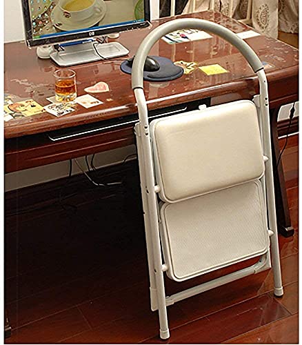 Sywlwxkq Escaleras Escalera telescópica Escalera portátil Plegable, Escalera Plegable multifunción Silla Interior Escalera mecánica móvil, Blanco