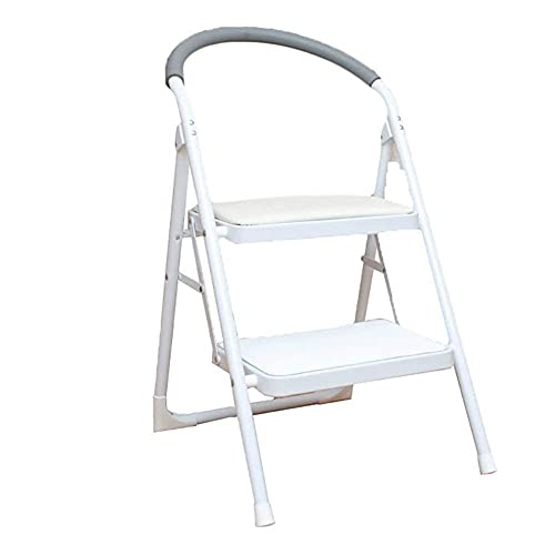 Sywlwxkq Escaleras Escalera telescópica Escalera portátil Plegable, Escalera Plegable multifunción Silla Interior Escalera mecánica móvil, Blanco
