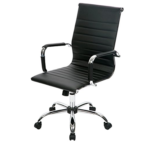T-LoVendo TLV-SB1 Silla de Oficina Ergonomica Reclinable de Diseño Piel Cuero Sintetico Sillon, Negro, 70 x 54 x 49 cm