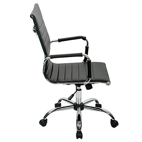 T-LoVendo TLV-SB1 Silla de Oficina Ergonomica Reclinable de Diseño Piel Cuero Sintetico Sillon, Negro, 70 x 54 x 49 cm