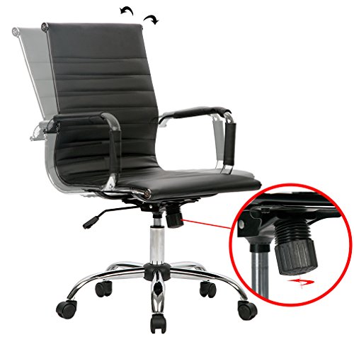 T-LoVendo TLV-SB1 Silla de Oficina Ergonomica Reclinable de Diseño Piel Cuero Sintetico Sillon, Negro, 70 x 54 x 49 cm