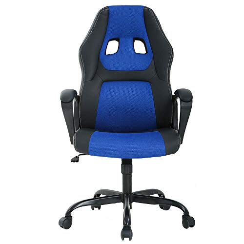 T-LoVendo TY-GRC61-Blue Silla Gaming Oficina Racing Escritorio Videojuegos Sillon Gamer Despacho, Azul Negro