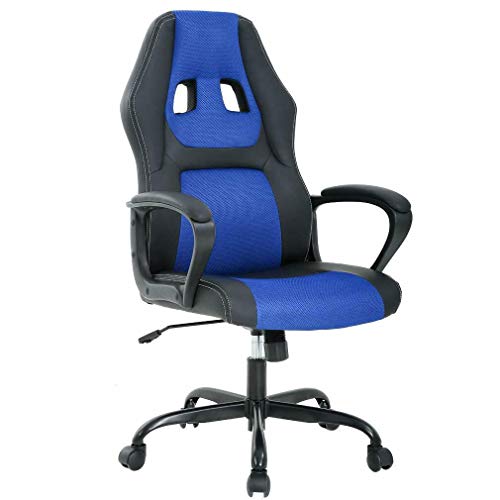 T-LoVendo TY-GRC61-Blue Silla Gaming Oficina Racing Escritorio Videojuegos Sillon Gamer Despacho, Azul Negro