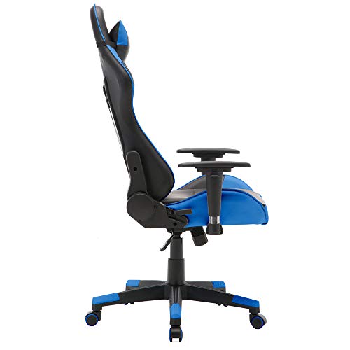 T-LoVendo TY-OC-RC1-BLUE Silla Gaming Oficina Racing Sillon Gamer Despacho Profesional Videojuegos PC