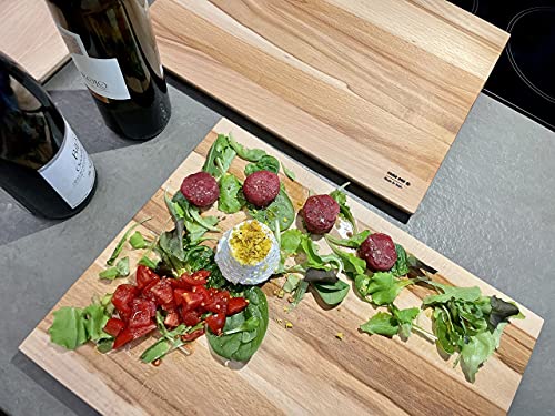 Tabla de cortar profesional de madera grande de cocina – 100% fabricada en Italia en madera de haya rectangular 40 x 30 x 2 cm con acabado al óleo