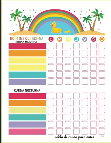 tabla de rutina para niños: Para ayudar a tus hijos a responsabilizarse de sus rutinas diarias, esta gráfico de tareas ayudará a tu hijo a organizar su rutina diaria.