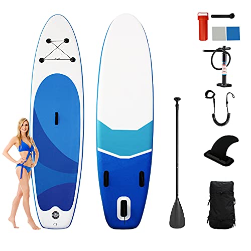 Tabla de surf de remo, hinchable, juego de 320 cm, soporta hasta 200 kg, tabla de surf con accesorios completos, para principiantes y adultos, niños (azul)