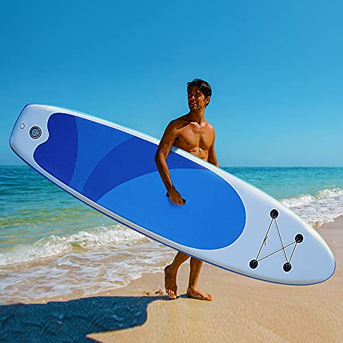 Tabla de surf de remo, hinchable, juego de 320 cm, soporta hasta 200 kg, tabla de surf con accesorios completos, para principiantes y adultos, niños (azul)