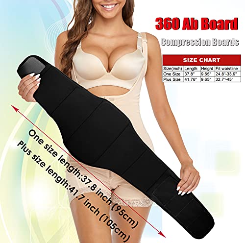 Tablero abdominal 360 Lipo Foam Ab Board Post Cirugía Liposucción Cintura Envoltura del vientre Junta para Recuperación Lipo (Negro, Talla Única Cintura 24"-33")