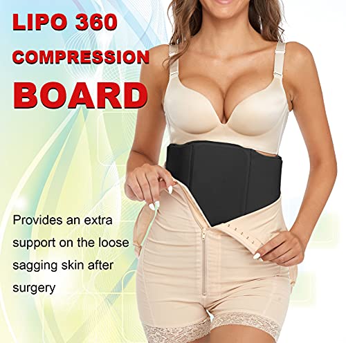 Tablero abdominal 360 Lipo Foam Ab Board Post Cirugía Liposucción Cintura Envoltura del vientre Junta para Recuperación Lipo (Negro, Talla Única Cintura 24"-33")